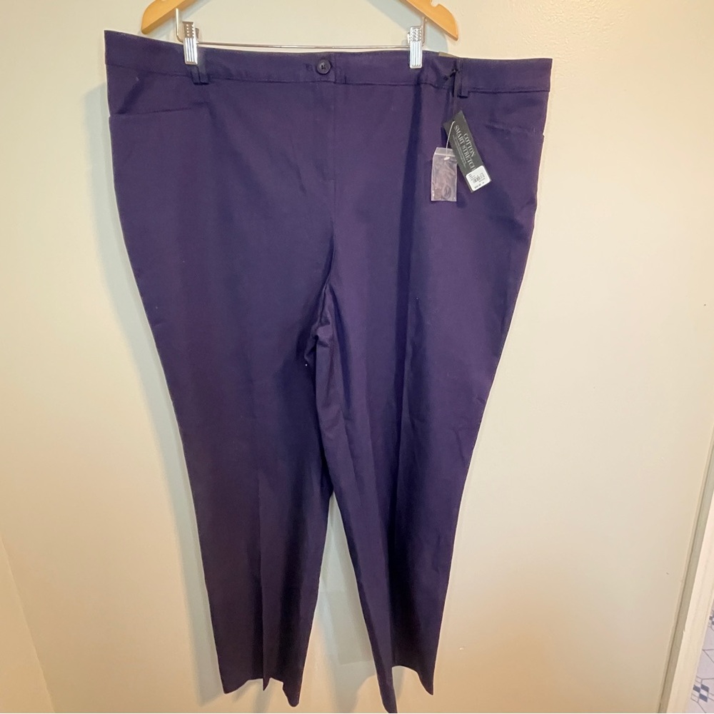 Lane Bryant The Lena Straight Leg Trousers High Rise Size 28 Purple Stretch